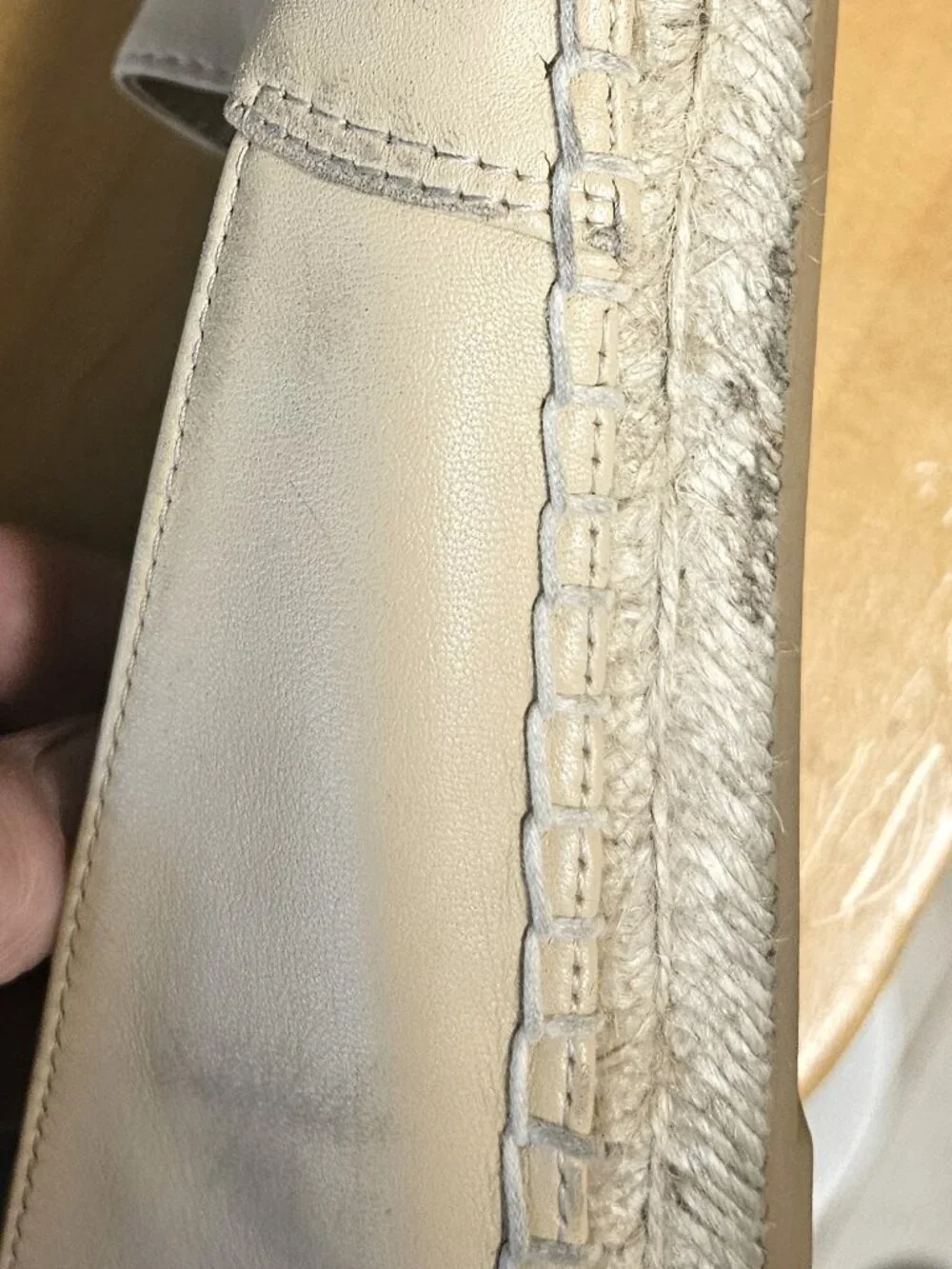 CHANEL Beige and Black Leather Espadrilles